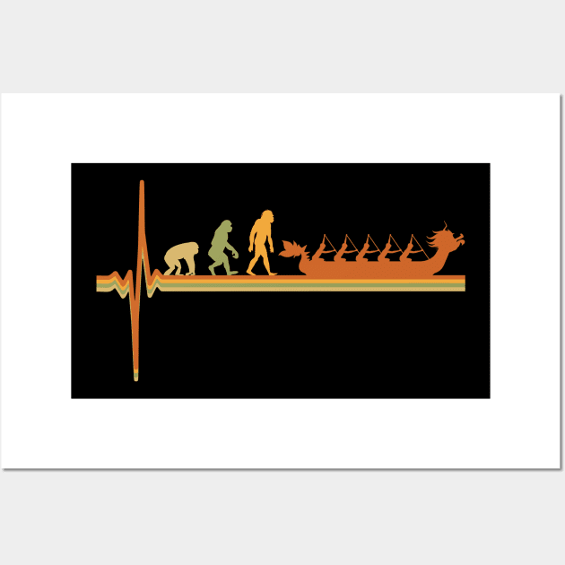 Dragon Boat Evolution Heartbeat Retro Vintage Wall Art by Shirtbubble